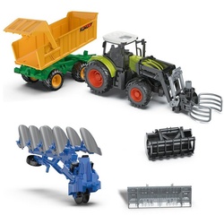 Esun Spielzeug-Traktor Traktor Spielzeug ab 3 4 5 Jahre, Bauernhof Spielzeug ab 3 Jahre, (Set, Komplettset), 5-teiliges Kinder Traktor Spielzeug mit Sound und Licht grün