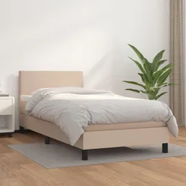vidaXL Boxspringbett mit Matratze Cappuccino-Braun 90x190cm Kunstleder - Braun
