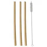 PAPSTAR 120 Trinkhalme, Bambus "pure" 23 cm inkl. Reinigungsbürste