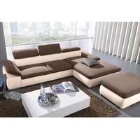 sit&more Ecksofa SIT&MORE Valantine V" Sofas Gr. B/H/T: 286 cm x 94 cm x 174 cm, Lu x us-Microfaser ALTARA NUBUCK, Recamiere rechts, ohne Bettfunktion, braun (creme, braun) Ecksofas