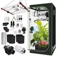 Ollewiellan Growzelt Komplettset 100x100x200cm, 240W Faltbar LED Grow Lampe, Vollspektrum Belüftungssystem, Indoor Hydroponik Zelt