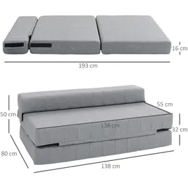 Homcom Bodensofa Grau Kunststoff, 80x50x138 cm, Wohnzimmer, Sofas & Couches, Schlafsofas