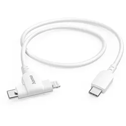 2in1, USB-C - Lightning/USB-C, 1,5m Ladekabel, weiß