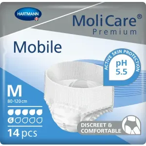 MoliCare® Premium Mobile Inkontinenzslip, 6 Tropfen, Zur Anwendung bei schwerer Inkontinenz, 1 Beutel = 14 Stück, Größe M/2, Bauchumfang 80-120 cm