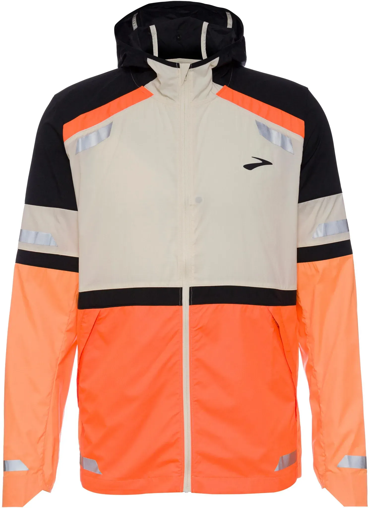 Brooks Run Visible Laufjacke Herren in ecru-fluoro flash-black, Größe XL - weiß