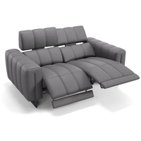 Sofanella 2-Sitzer Leder Veneto, Relaxsofa, Designsofa, Designer Couch, Italienisches Sofa, 2er Sofa grau