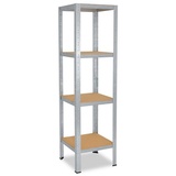 shelfplaza Schwerlastregal HOME, 155x50x50cm verzinkt, Metallregal mit 4 Böden, als Kellerregal, Garagenregal, Werkstattregal oder Lagerregal, Steckregal Metall mit 175kg Tragkraft silberfarben