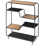 [en.casa] Bücherregal, Schwarz, Metall, 80x101x30 cm Schwarz/Eiche-Optik
