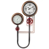 Gilde Industrielle Wanduhr mit Thermometer und Hygrometer, 55 cm