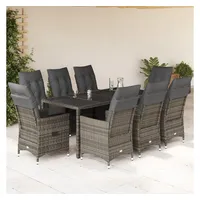 vidaXL Garten-Essgruppe 9-tlg. Grau
