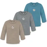 normani Outdoor Sports 3er Pack Baby Merino Longsleeve Taupo in Blau/Grau/Beige | Gr.: 98/104