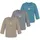 normani Outdoor Sports 3er Pack Baby Merino Longsleeve Taupo in Blau/Grau/Beige | Gr.: 98/104