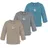 normani Outdoor Sports 3er Pack Baby Merino Longsleeve Taupo in Blau/Grau/Beige | Gr.: 98/104