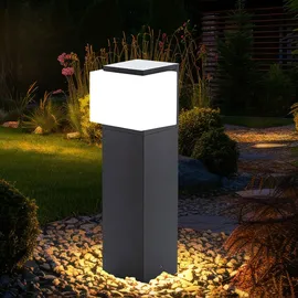 Nowa Außenleuchte Standlampe Außen Stehlampe anthrazit Wegeleuchte Aluminium Glas, 1x E27 Fassung, LxBxH 14x12x40 cm