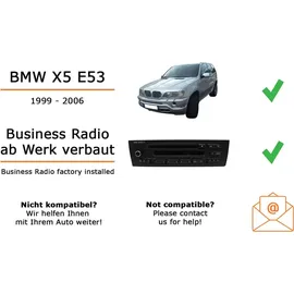 JUST SOUND best choice for caraudio Autoradio Einbaupaket JBL Celebrity 150 passend für BMW X5 E53 + Business Radio Schwarz | Bluetooth USB