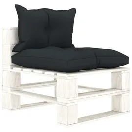 vidaXL Garten-Paletten-Mittelsofa mit Anthrazit-Kissen Holz