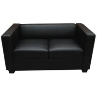 Mendler Couch Leder 2-Sitzer Schwarz