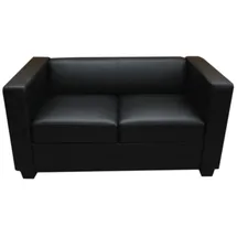 Mendler Couch Leder 2-Sitzer Schwarz