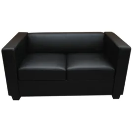 Mendler Couch Leder 2-Sitzer Schwarz