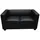 Mendler Couch Leder 2-Sitzer Schwarz