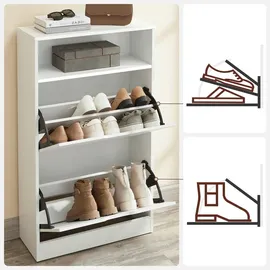 VASAGLE weiß Holzwerkstoff, 60x102x24 cm stehend, Garderobe, Schuhaufbewahrung, Schuhkipper