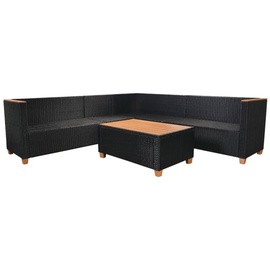 vidaXL Polyrattan Lounge-Set schwarz/cremeweiß