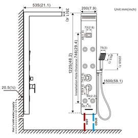 Auralum schwarz Duschsystem 4 Funktionen Duschpaneel Duschsäulen aus rostfreiem Edelstahl mit LED Temperaturanzeige