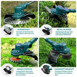 Aorsher Akku Rasentrimmer mit 2× 4000mAh Akkus 21V, 750W Bürstenloser Motor
