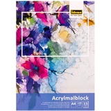 IDENA 68163 - Acrylmalblock A4 mit 15 Blatt weißem, fein strukturiertem Papier zu 190g/qm, Zeichenblock für Acrylmalerei & Wasserfarben