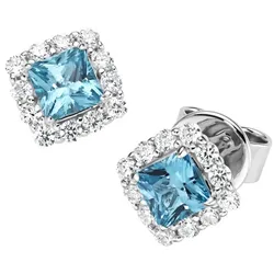 Giorgio Martello Milano Ohrstecker Ziersteine, Zirkonia weiß, Silber 925 Ohrringe   Blau 