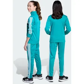 adidas Seasonal Essentials Tiberio 3-Streifen Tricot Kids Trainingsanzug - Pure Teal / Aurora Ivy / White - 128