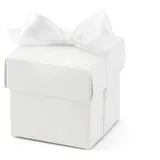 Partydeco Geschenkbox mit Schleife 5,2x5,2x5,2 cm 10 St. Weiß