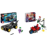 LEGO DC Verfolgungsjagd im Batmobile: Batman vs. Joker Spielzeugauto-Set & Marvel Motorrad-Verfolgungsjagd: Spider-Man vs. Doc Ock, Superhelden-Spielzeug