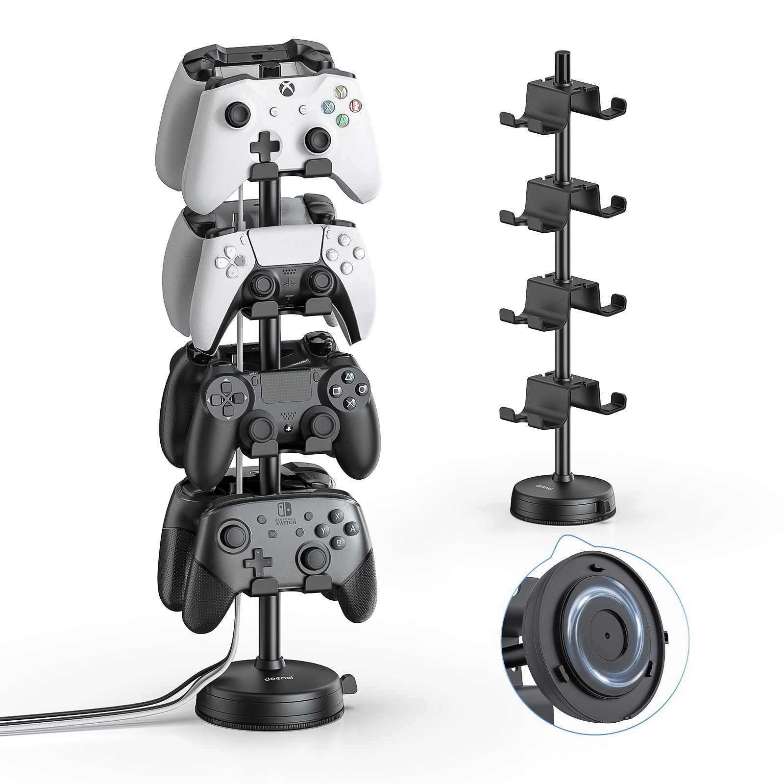doenci Controller Halter 4 Ebenen für 8 PS5 PS4 Nintendo Switch Xbox Gaming Controller, Kopfhörer Ständer Controller Halterung mit Saugnapfbasis, Headset Ständer für Playstation 5 Game Controller
