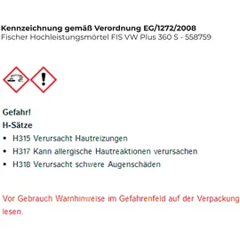 Fischer Hochleistungsmörtel FIS VW Plus 360 ml