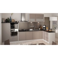 Küchenzeile Küche L-Form 330 x 150cm grau / beige matt Neu