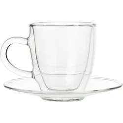 Espresso Glas mit Henkel und Untertasse, doppelwandig, Enjoy - 0,08l