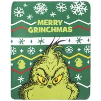 UNITED LABELS Grinch Kuscheldecke 130x170 cm, Grün, Decke Merry