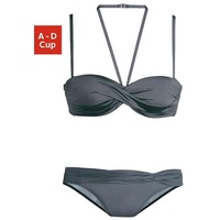 LASCANA Bügel-Bandeau-Bikini Damen anthrazit Gr.34 Cup A