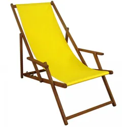 Erst-Holz Gartenliege Liegestuhl gelb Fußablage Tisch Kissen Deckchair Holz Sonnenliege Buche 10-302FTKH