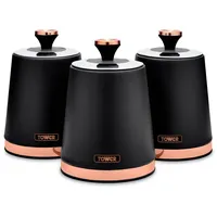 Tower Cavaletto T826131BLK Vorratsdosen-Set für die Küche, Tee, Kaffee,