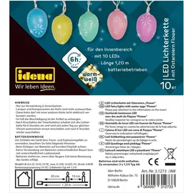 IDENA LED Lichterkette Ostern Flower 1 m Warmweiß
