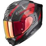 Scorpion EXO-1500 Carbon Air Platted Integralhelm - Schwarz/Rot - 2XL