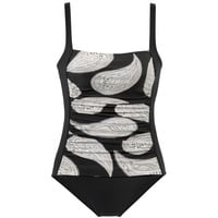 LASCANA Badeanzug Damen schwarz-bedruckt Gr.48 Cup D