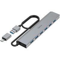 Hama 7 Ports, USB 3.2 Gen 1-Hub (USB 3.0) mit USB-C® Stecker Grau