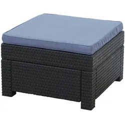 Keter Provence Hocker Premium Panama anthrazit mit Kissen blau - Rattanoptik, wetterfest