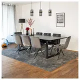 Home Deluxe Essgruppe Eckig AVENCIA inkl. U-Fuß - 240 x 120 cm Dark Oak, (9-tlg), MDF Esstisch mit U-Fuß & Esszimmerstühle für Esszimmer & Wohnzimmer grau