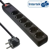 InLine InLine® Steckdosenleiste, 6-fach Schutzkontakt, mit ÜSS, schwarz
