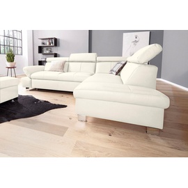 exxpo - sofa fashion Ecksofa »Happy, L-Form«, wahlweise mit Bettfunktion, weiß