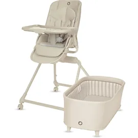 lionelo Maddie Set Hochstuhl Baby 3-in-1 mit 360° Drehfunktion, Kinderhochstuhl mit Liegefunktion als Babywippe & Beistellbett, Höhenverstellbar, 5-Punkt-Gurt, Klappbar, Rollen, Pflegeleicht, ab Gebur